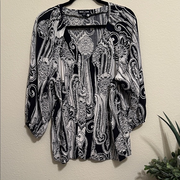 Nautica Tops - Nautica Black and White Paisley Blouse